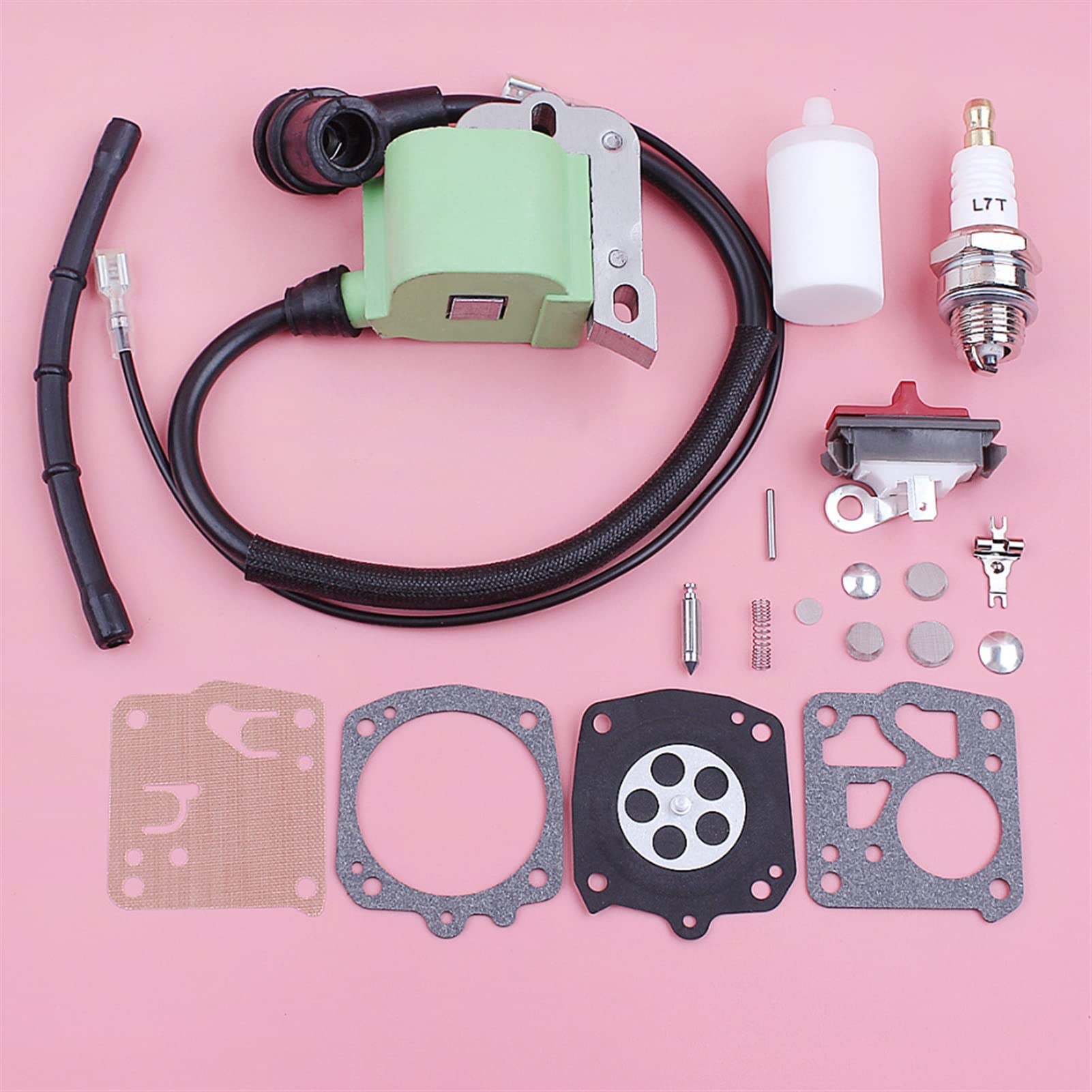 Interrupteur d'arrêt de bobine d'allumage, for Husqvarna, for 266 268 272, Kit de réparation de carburateur de ligne de filtre à carburant, tronçonneuse remplacer la pièce de rechange Bobine pour mach