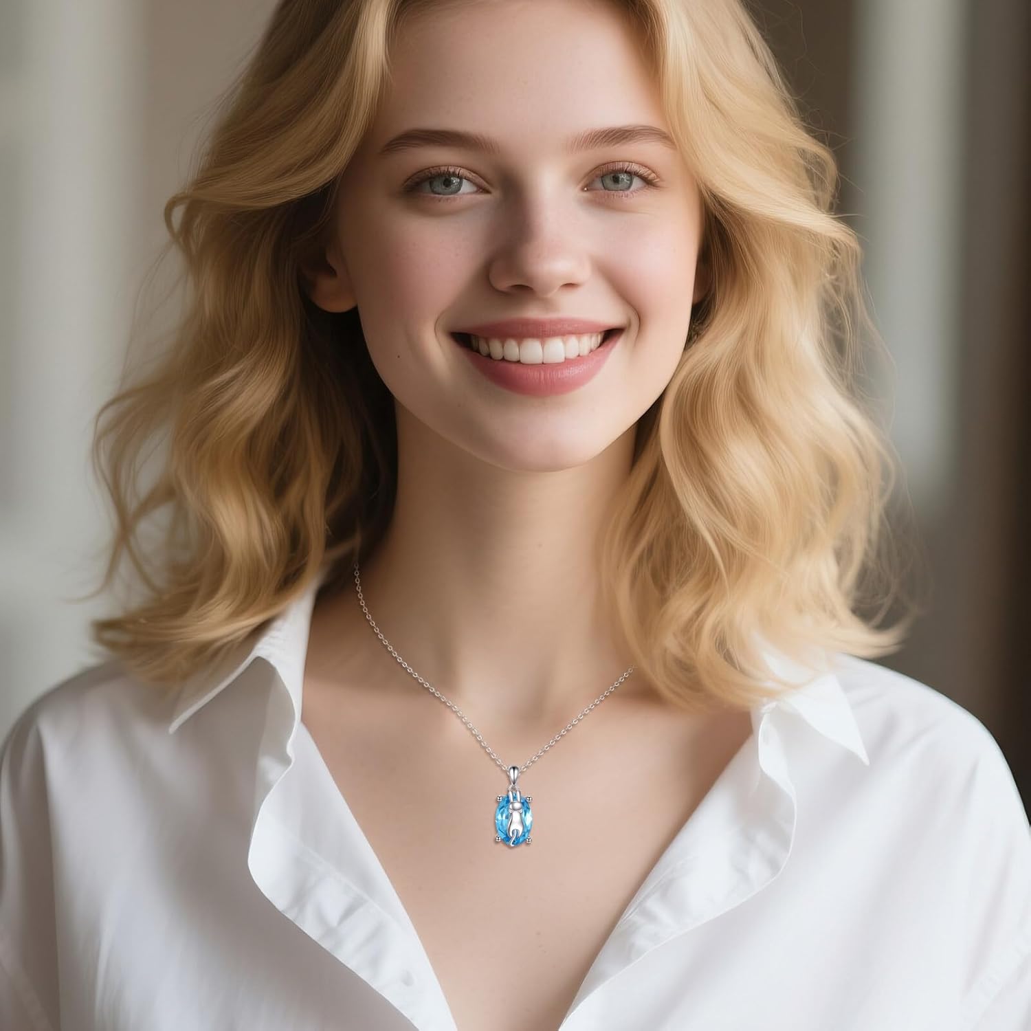 Sterling silver Cat Necklace with Birthstone Necklace for women Black Cat Pendant Gift for Women - Image 6