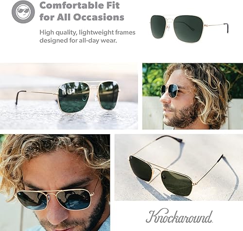 Miniatura 6 de Knockaround Mount Evans - Gafas de sol polarizadas estilo aviador cuadradas con protección UV400 completa