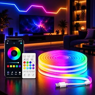 RGB Neon LED 4Mtr Strip Light with App & Remote Control | Music Sync | USB Powered | Waterproof & Flexible Led Rope Light Room, Gaming, Party, Diwali