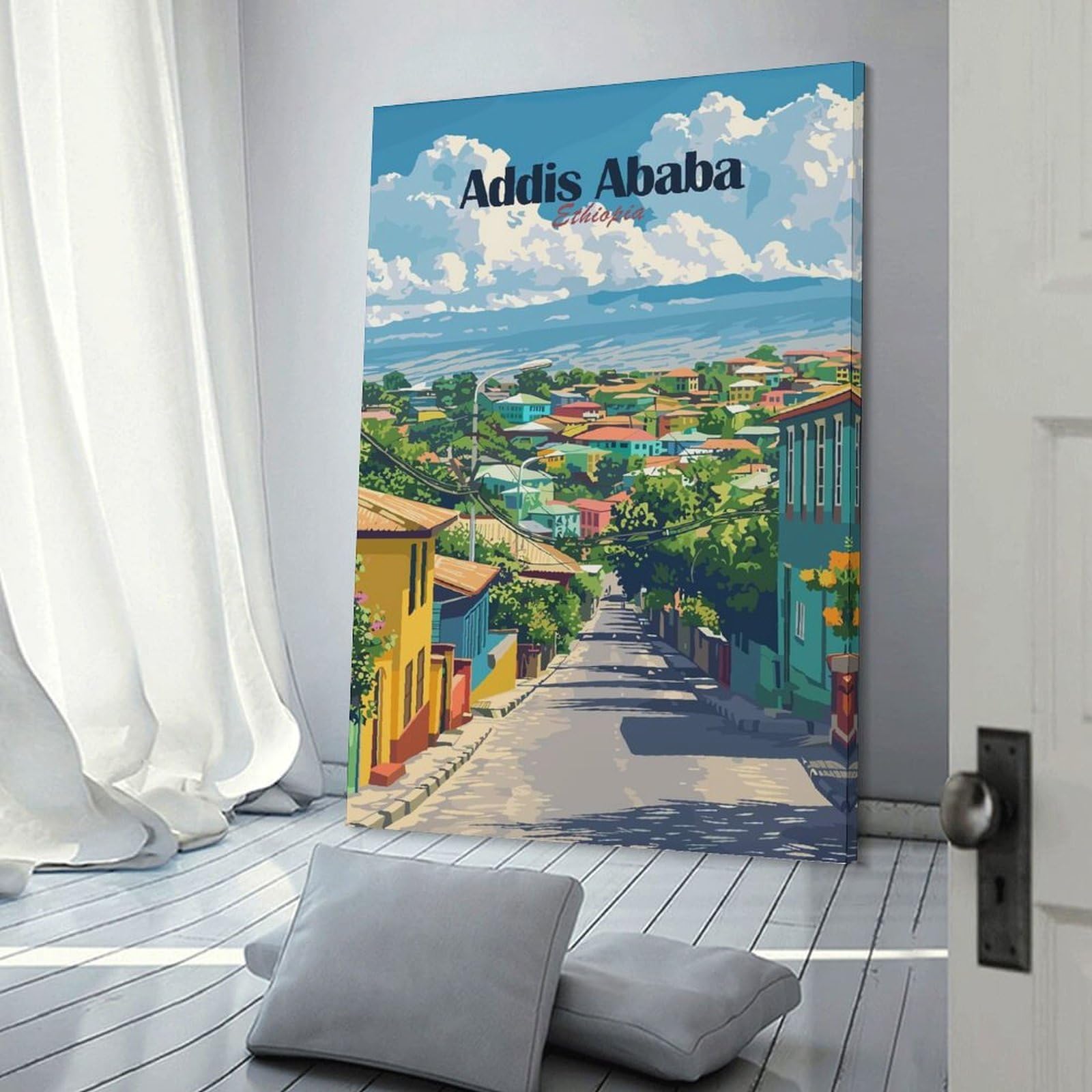 Addis Ababa Cityscape Canvas Wall Art, 24x36inch(60x90cm), for Living Room, Bedroom Or Home Office, A Wall Art Gift for Fresh Interiors