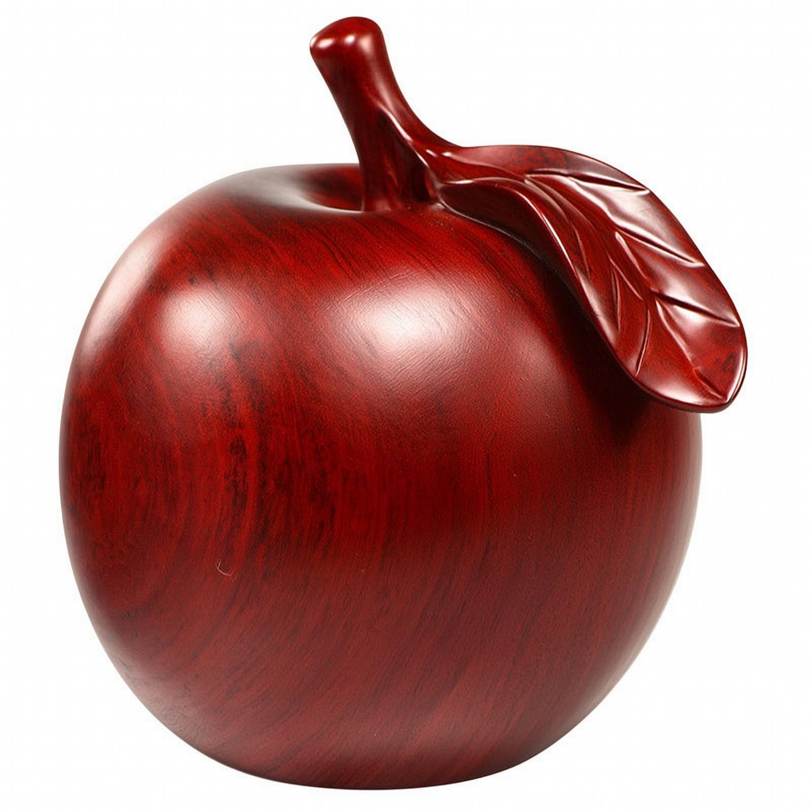 Milageto Glänzend -Apfel | Handgeschnitzte Optik, Apfel, pflegeleicht, Ration, für Wohnzimmer, Büro, Rotes Birnbaumholz, 26CM