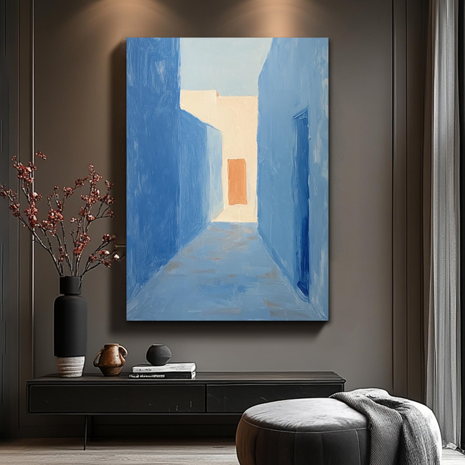 IHHGNB Unframed Abstract Canvas Art, Wall Canvas Painting, Alpine Morning Light Wabi-sabi Style Textured Wall Art for Bedroom(80x120cm(31x47in)/No frame)
