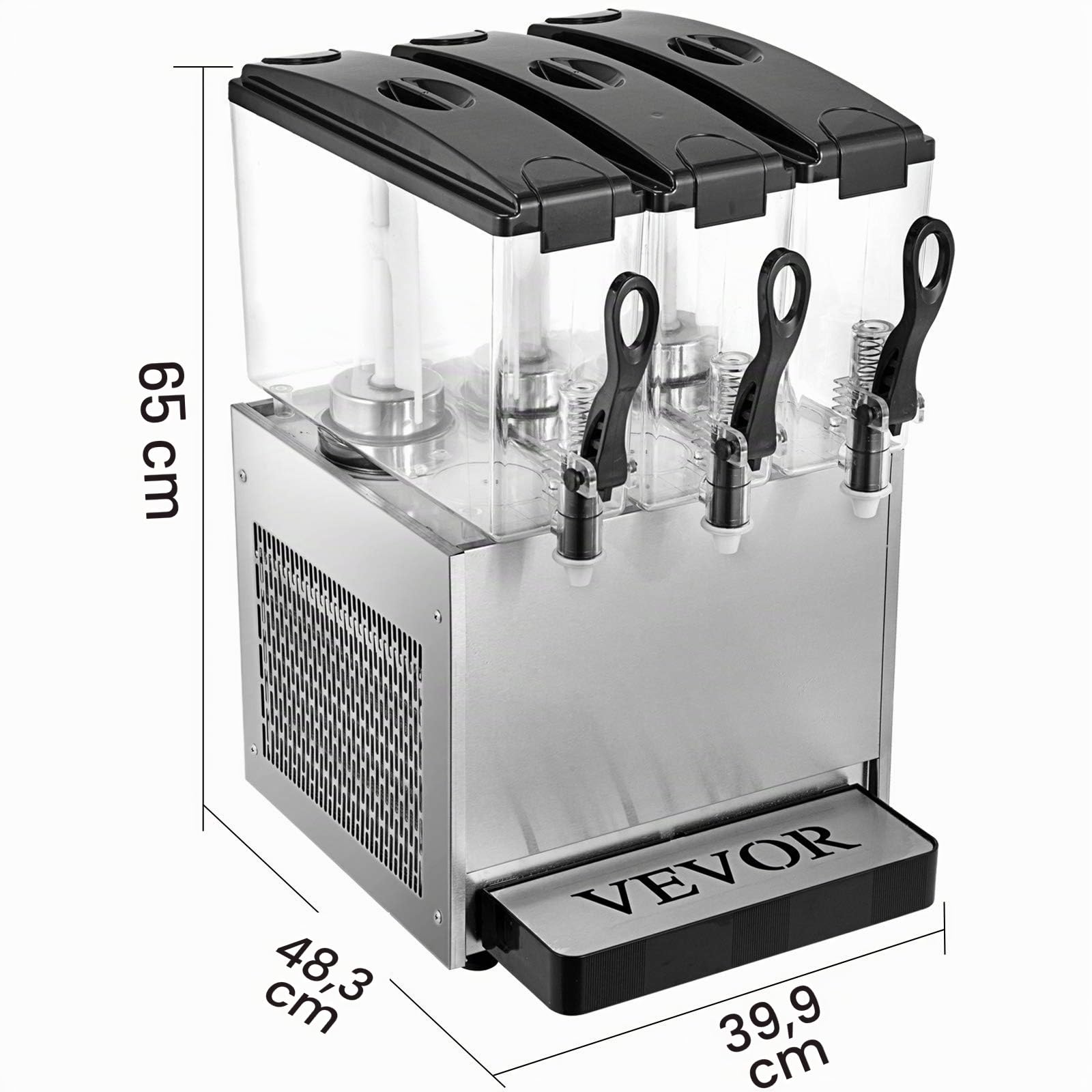 VEVOR Máquina de Dispensador de Bebida 36 L, Máquina de Bebidas Frío con Tanques 12 L * 3, Máquina de Dispensador de Jugo 270 W, Máquina de Bebidas Frías de Acero Inoxidable Temperatura 5-12℃