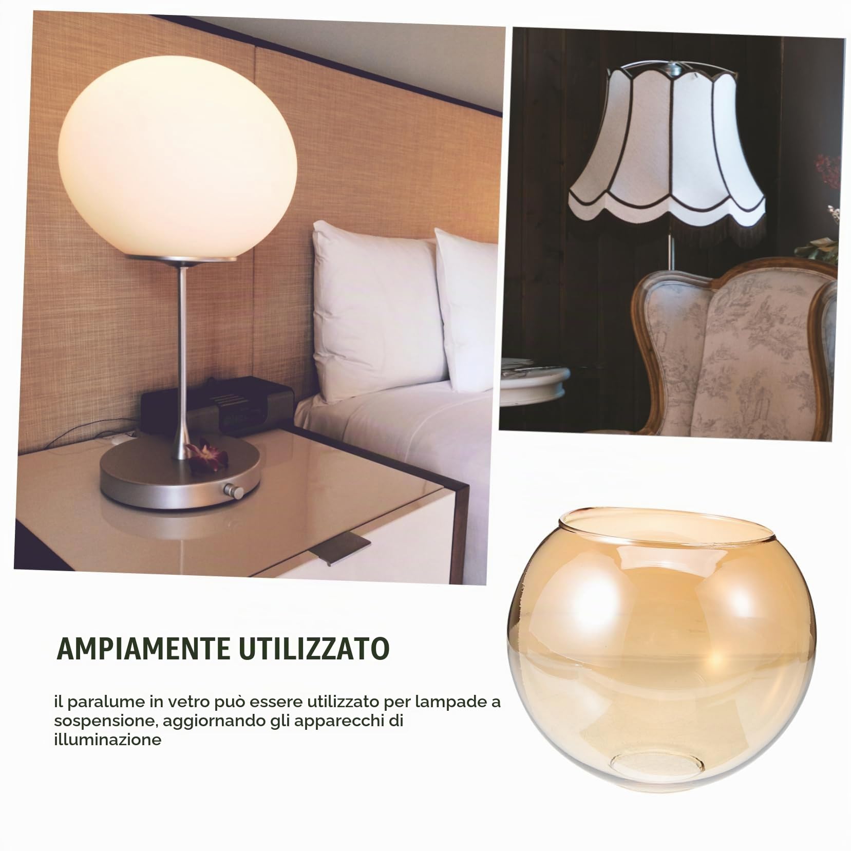 Luxshiny Paralume in Vetro Trasparente 6 Pollici Ricambio Per Lampada a Sospensione E27 Copertura Paralume Sfera Per Illuminazione Interni E Atmosfera Accogliente