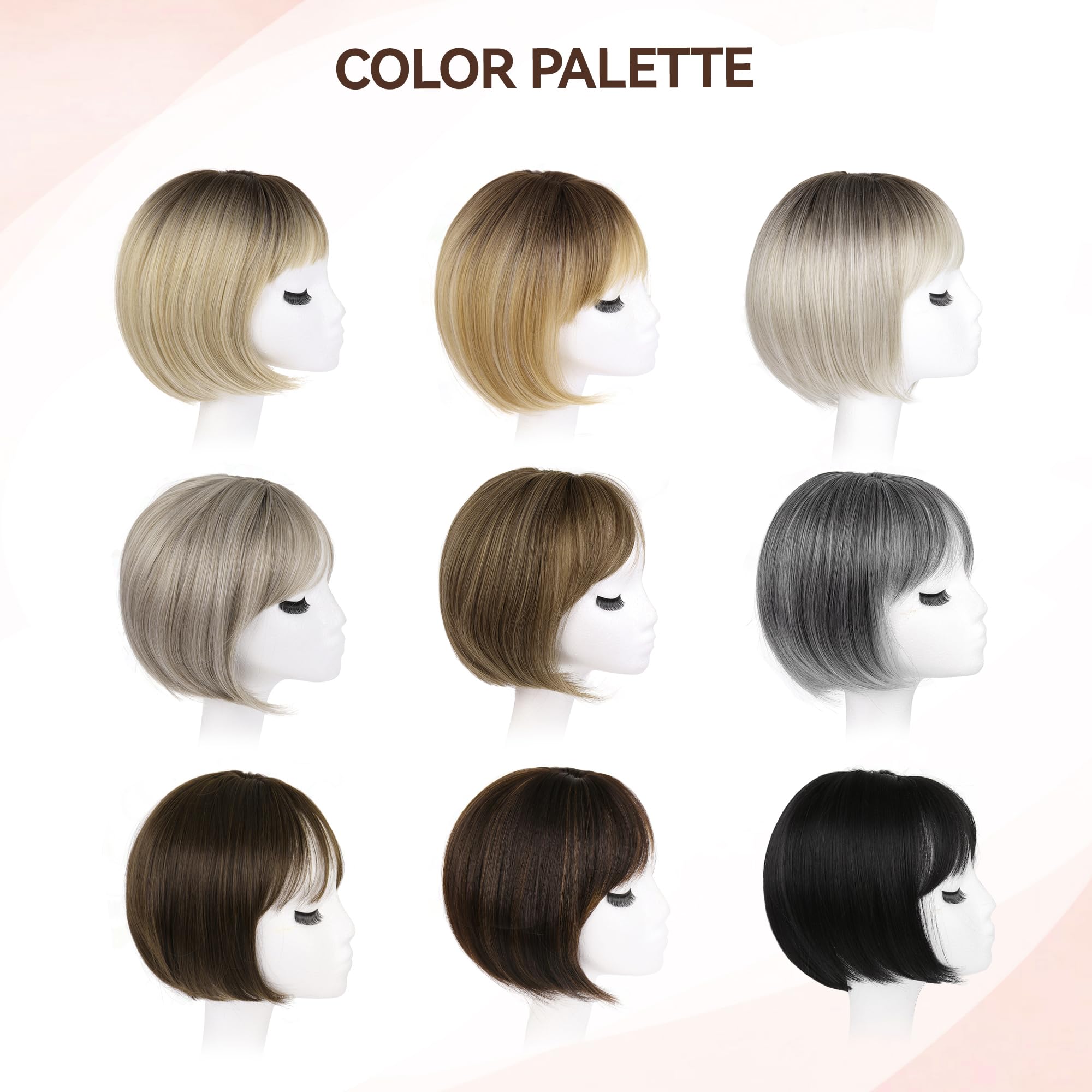 Synthetic Hair Topper with Bangs for Thinning Hair Short Bob Style Amazon.com : Hair Topper Short Bob Toppers with Bangs Side  main image 2