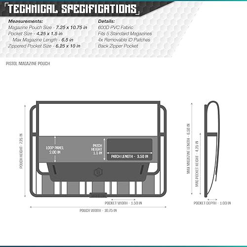 Miniatura 42 de Savior Equipment Mag Buddy - Paquete de 2 bolsas tácticas para pistolas con capacidad para hasta 5 cargadores estándar de pila individual/doble