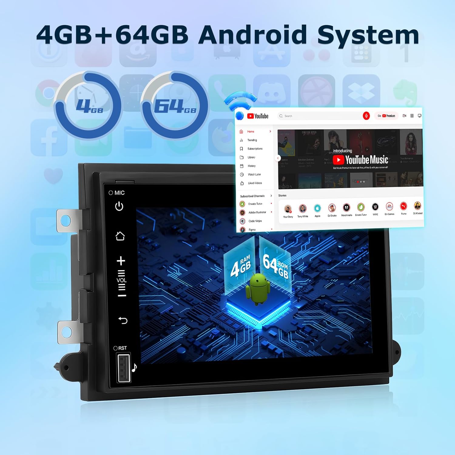 8 Core [4G+64G] Car Radio for Ford F150 F250 F350 Fusion Edge Explorer, Android F150 Stereo with Wireless Carplay/Android Auto/DSP 32 EQ/IPS Screen/SWC/Bluetooth 5.0/WiFi