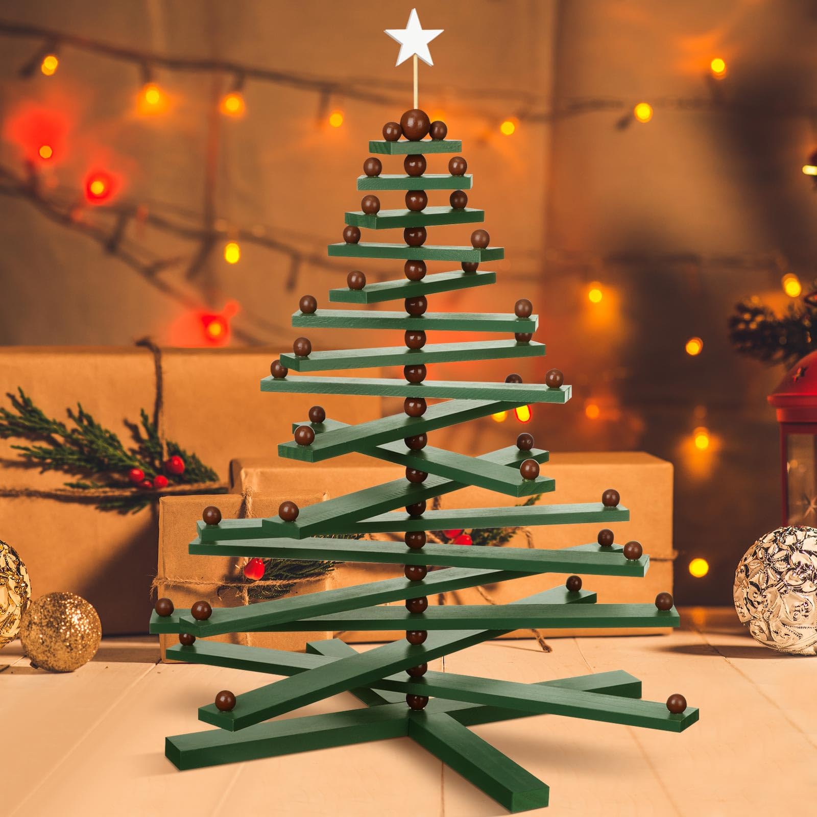 Amazon.com: Hollowfly 2 Feet Wood Christmas Tree Display Wooden