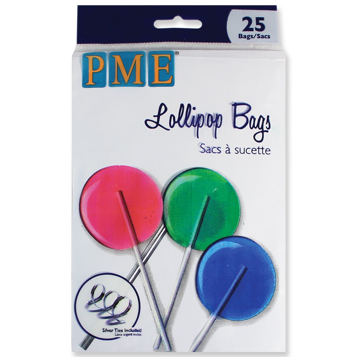PME Lollipop Bags with Silver Ties, Pack of 25