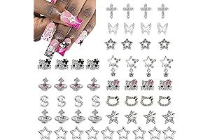 56 PCS Kawaii Kitty Nail Charms Nail Gems Y2K 3D Silver Star...