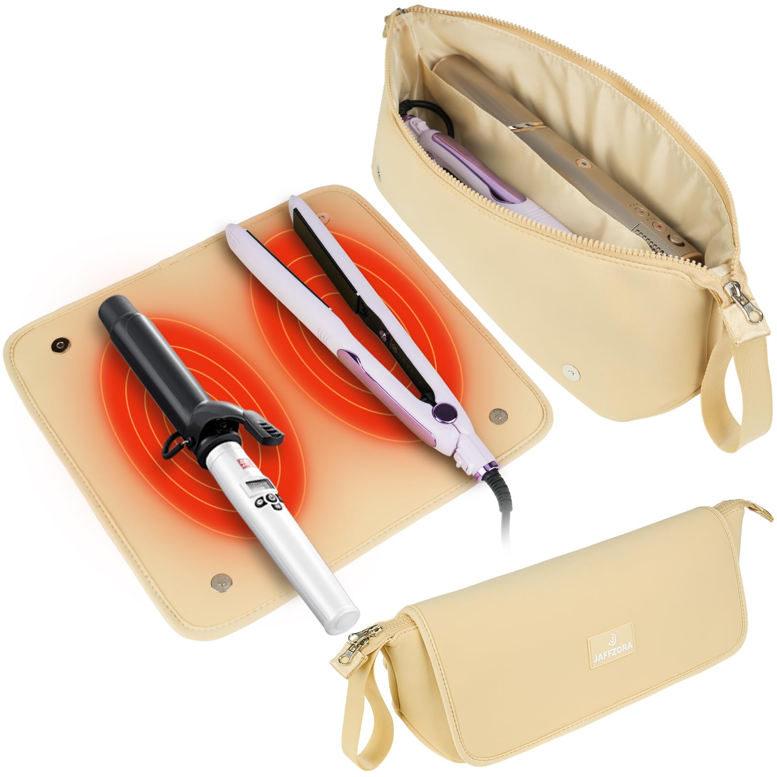 Hair Tools Travel Bag with Heat Resistant Mat, Portable 2 in 1 Hair Storage Bag for Curling Iron, Flat Irons, Straightener...