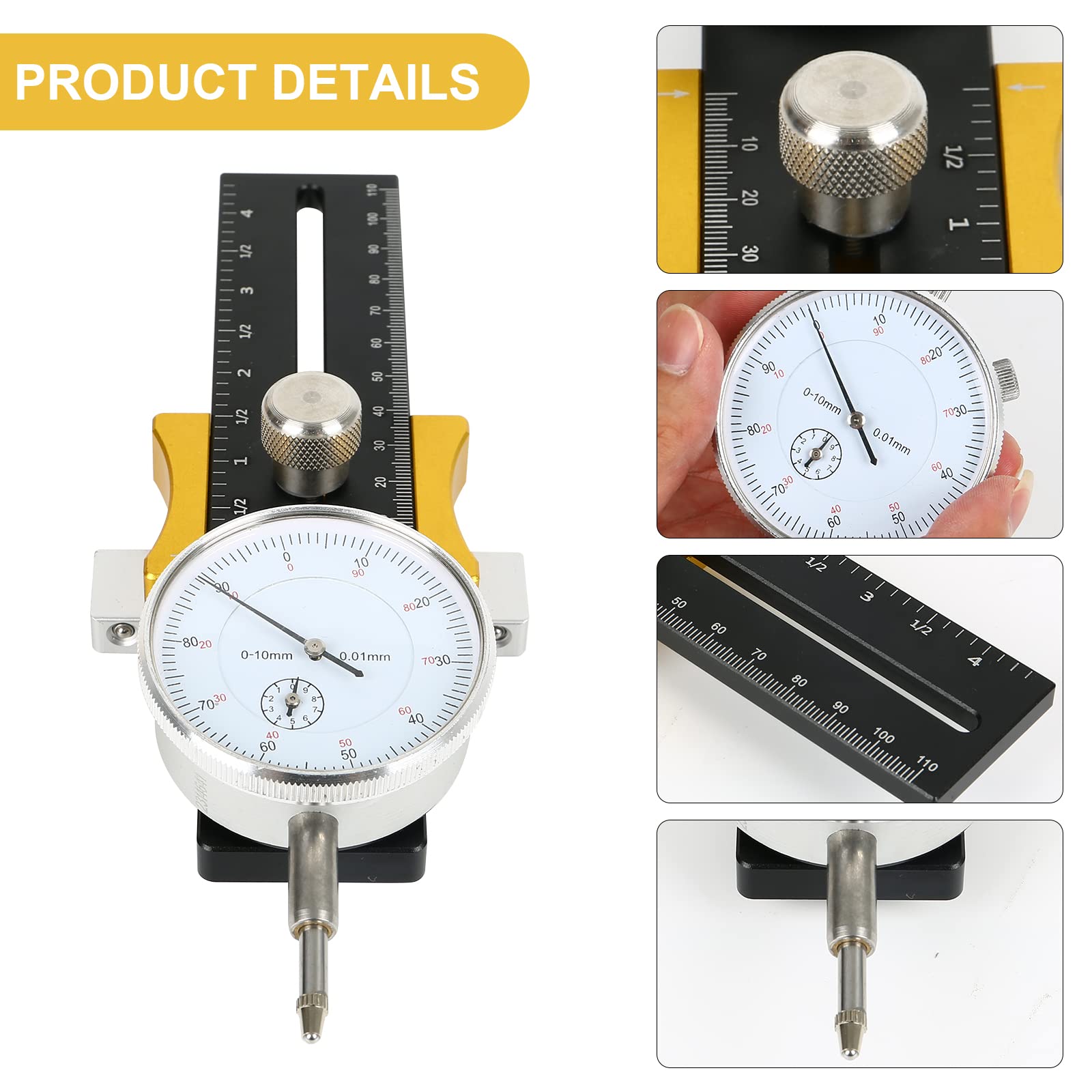 Tischkreissägen-Messgerät mit digitaler Anzeige, Tischkreissägen-Messgerät mit 4 Zoll langer eloxierter Aluminiumstange A-Line It-Basisset zum Ausrichten und Kalibrieren von Werkstattmaschinen wie T