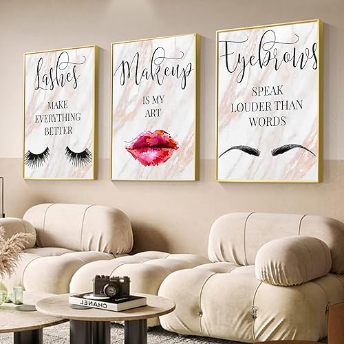 Miniatura 4 de LLOSEUP Lienzo de maquillaje para pared, diseño de pestañas, cejas, labios, pintura de pared, salón de belleza, póster de arte de pared, decoración