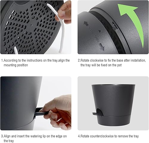 Miniatura 4 de Macetas de riego automático para plantas de interior, macetas de 12 pulgadas con agujeros de drenaje, macetas de plástico con depósito profundo,