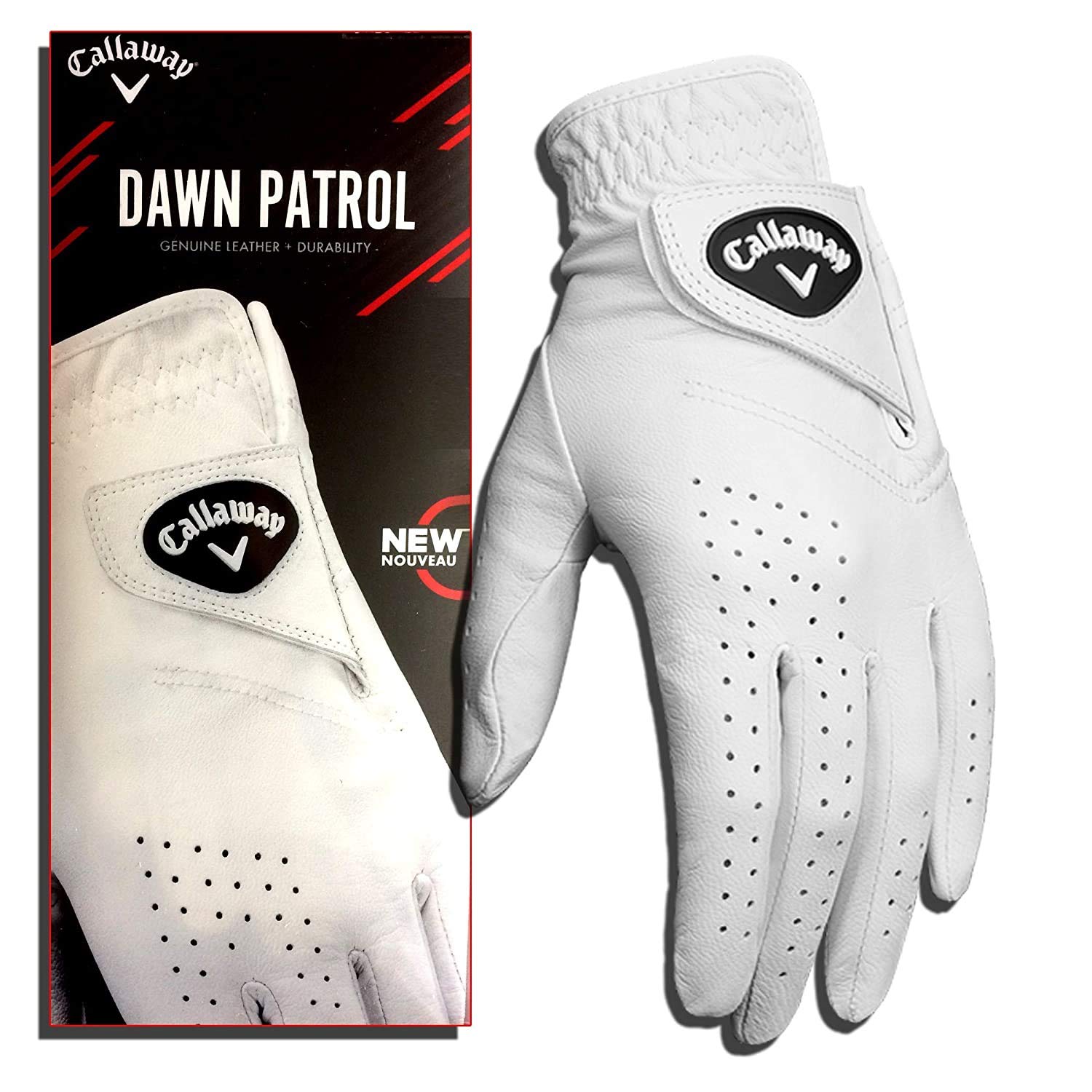 Leather Callaway – Dawn Patrol Golf Glove Left Hand, White (Size- Small)
