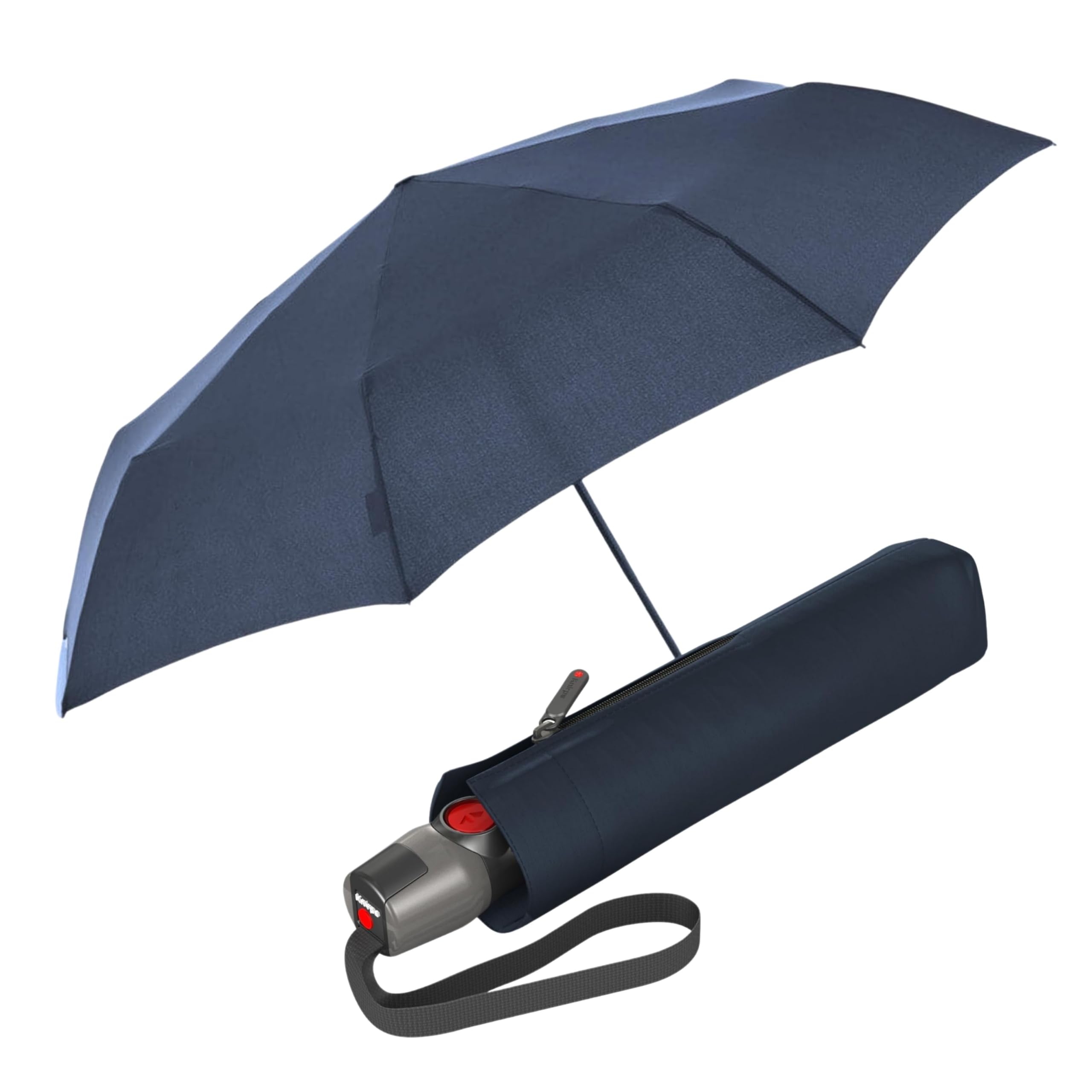 Knirps T.200 Duomatic Compact Rain Umbrella in Navy– Wind Tunnel Tested to 93 mph, Aluminum Steel Fiberglass Frame, 38in Canopy, OEKO-TEX,
