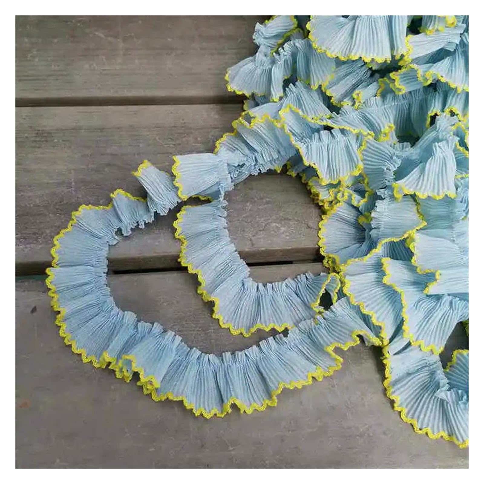 Spitzenborte zum Nähen, gerüschter plissierter Spitzenborte, 10 Meter/Los 3 cm, Chiffon-Plissee-Rüschenborte, 10 Meter/Los, 3 cm, Chiffon-Plissee-Rüschenborte (Weiß / Rot)