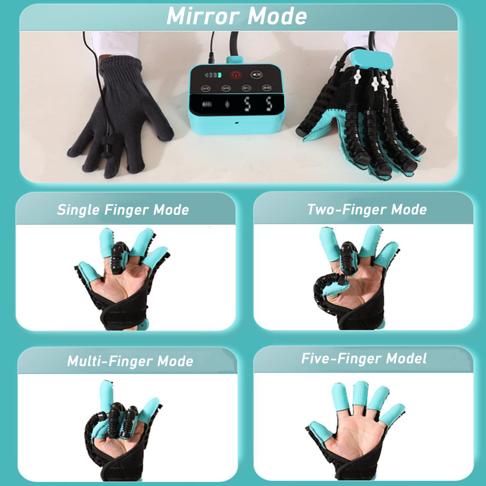 RayGenius Robot De RééDucation pour HéMipléGie Gants De RééDucation pour Les Mains Appareil De PhysiothéRapie pour Les Mouvements des Doigts,Splitfinger-Right-XL