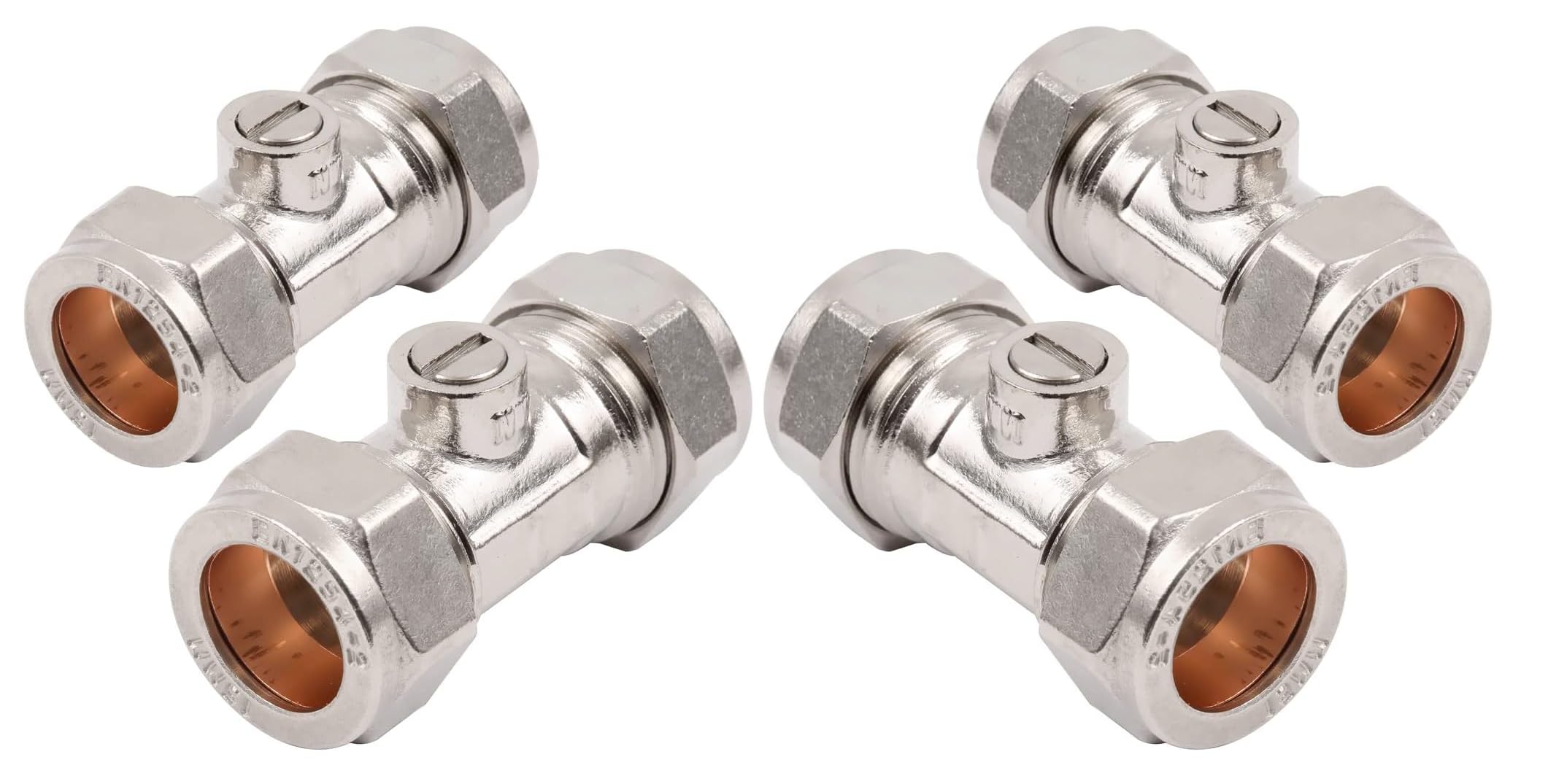 Sk Infinity Pack Of 4 | 15Mm Isolation Valves Wras Approved | Compression Fitting Stopcock Valve Street Pair (Pack Of 4)