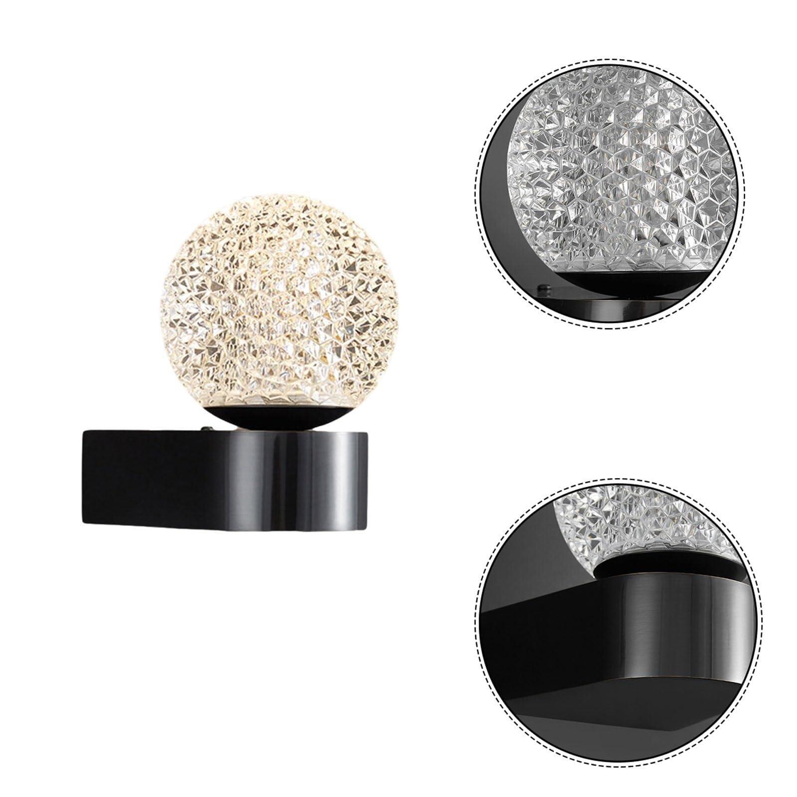 Applique da Parete per Interni in Ottone Oro/Nero Bianco Paralume Sferico in Vetro Lampada da Parete G9 per Soggiorno