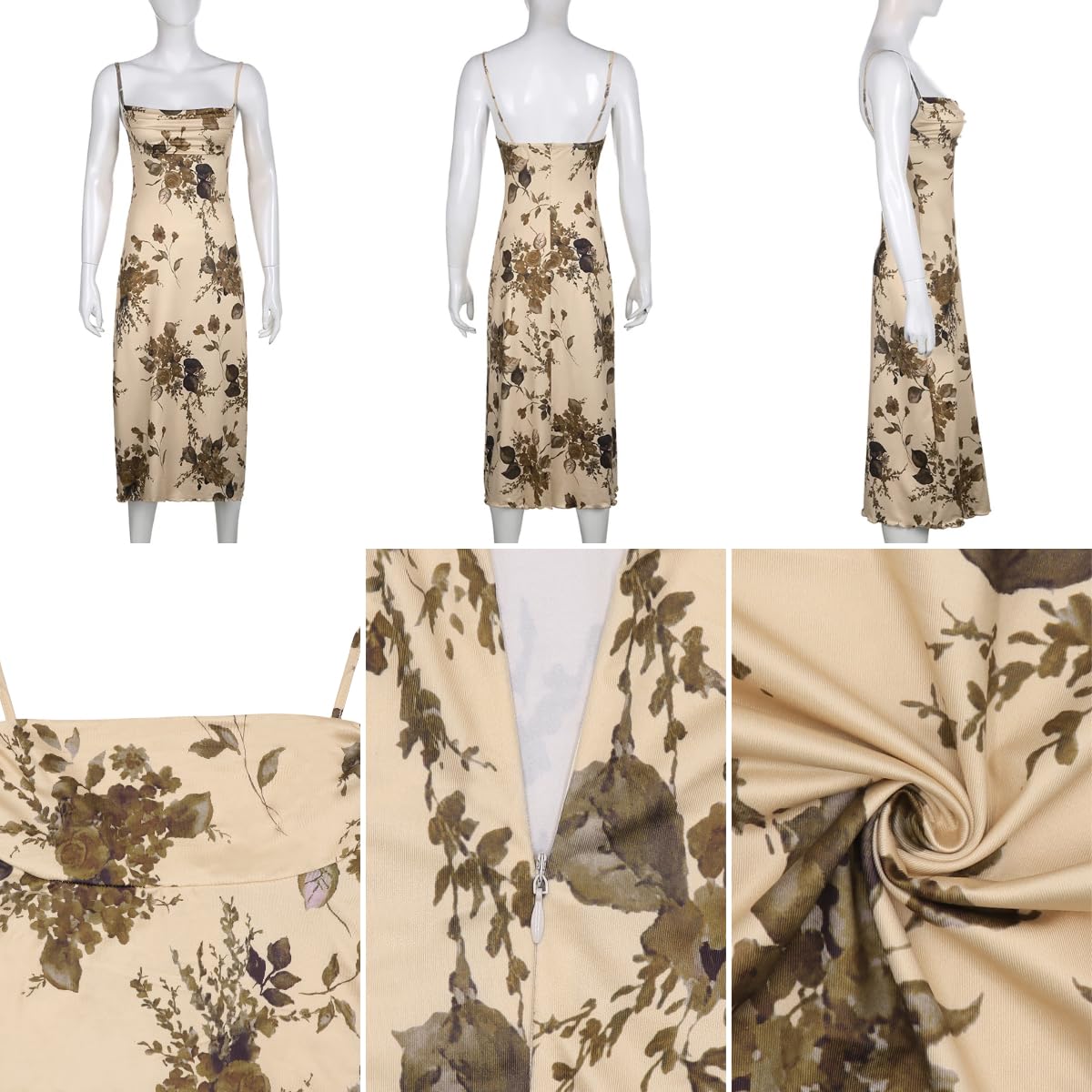 Women Vintage Floral Print Spaghetti Strap Maxi Dress Dark Gothic Sheer Mesh Sleeveless Bodycon Dresses for Party Club