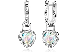 925 Sterling Silver Heart Gemstone Birthstone and White Created Sapphire Earrings