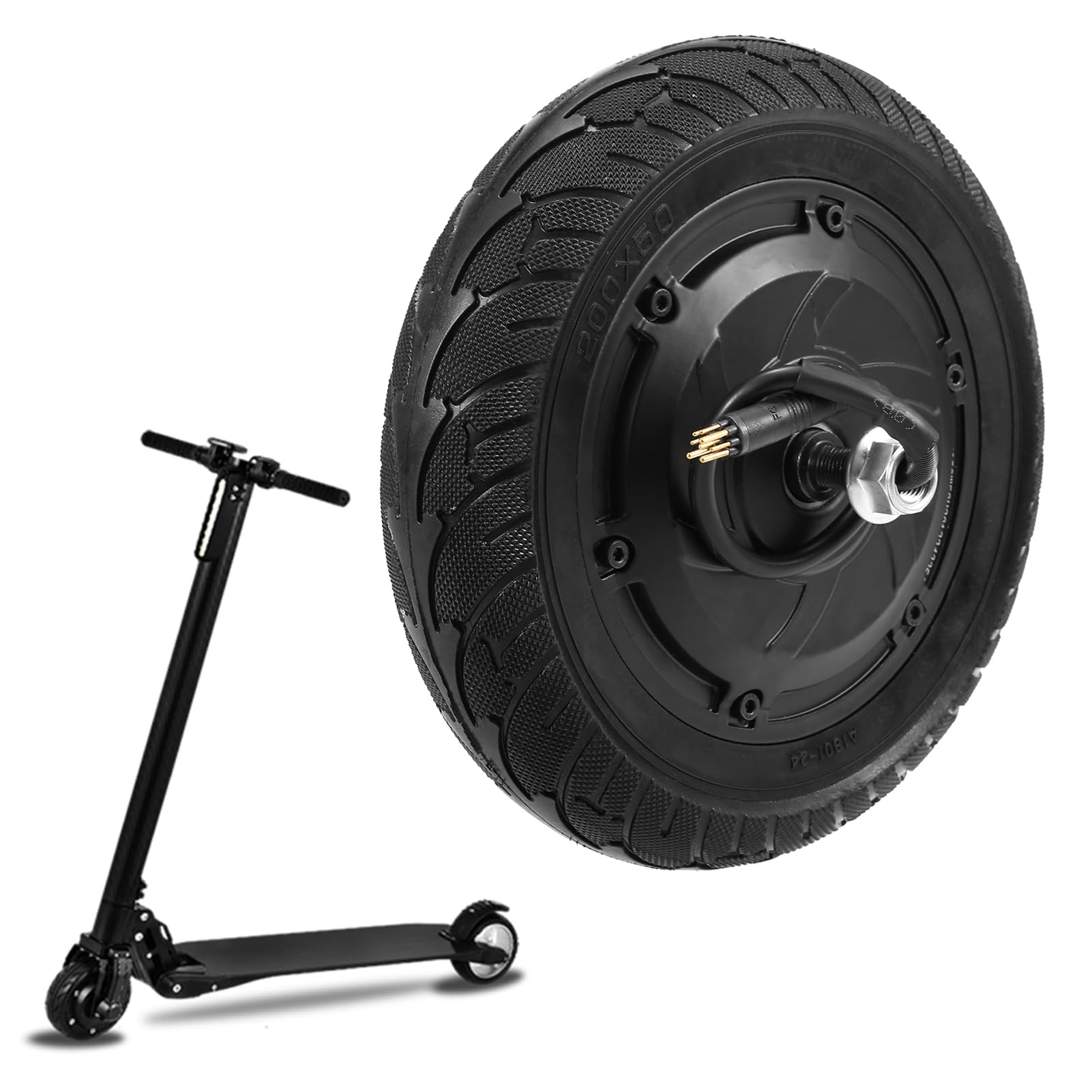 HUIOP Pneu d'Entraînement de Moteur de Roue Avant Solide 350W pour S1 - Scooter Électrique