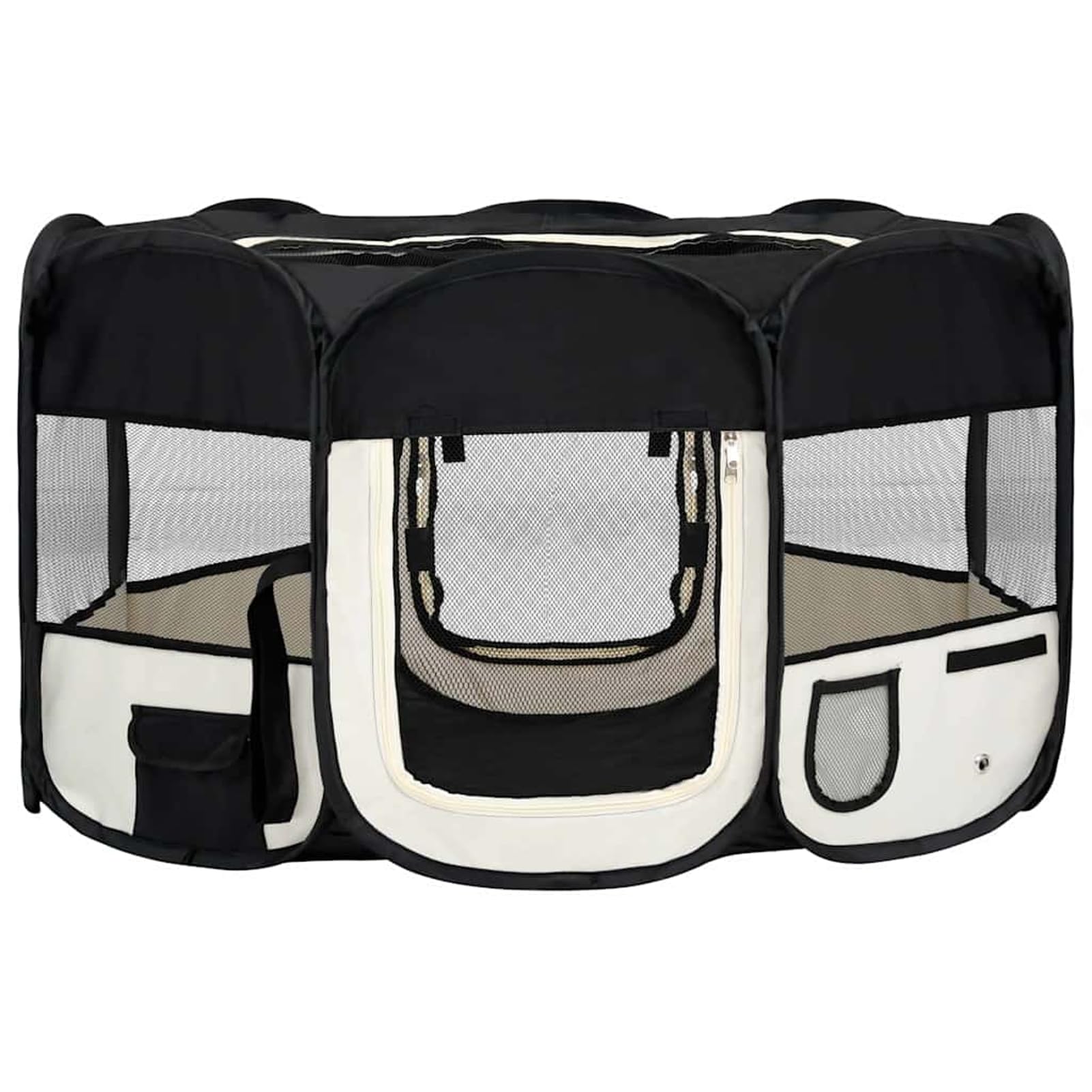 Fasba Parque Plegable para Perros - Entrenamiento y Juegos, 145x145x61 cm, Negro y Crema, Poliéster y Acero, Incluye Bolsa de Transporte Modelo FCLRZJ-171008ES
