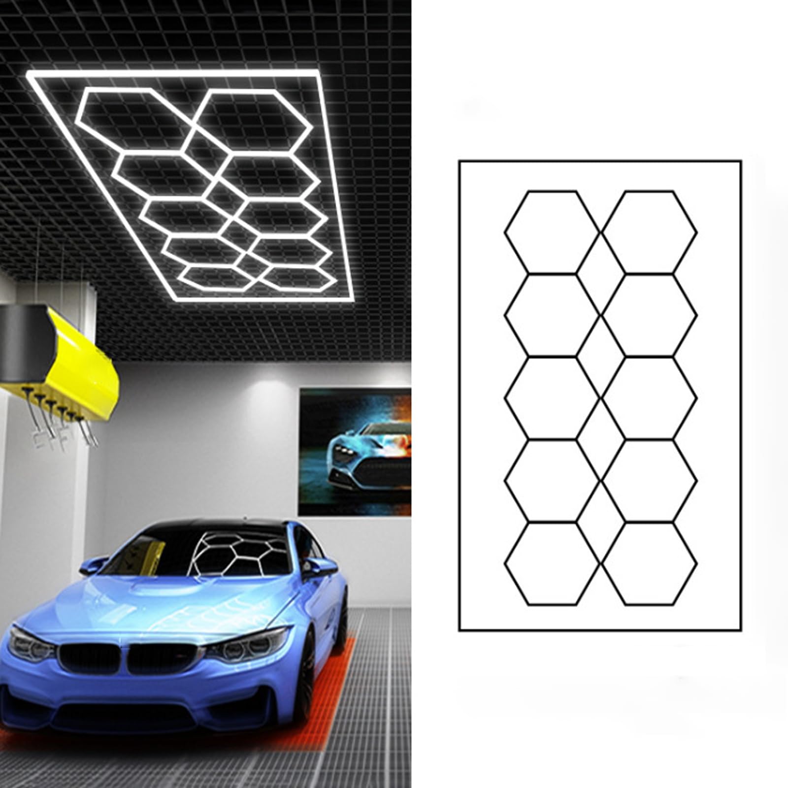 Plafonnier LED Hexagonal pour Garage,Hexagonal LED Garage Light,Luminaire De Garage en Nid d'abeille à LED,éClairage LED Hexagonal Haute Luminosité,pour EntrepôT,Salle De Sport