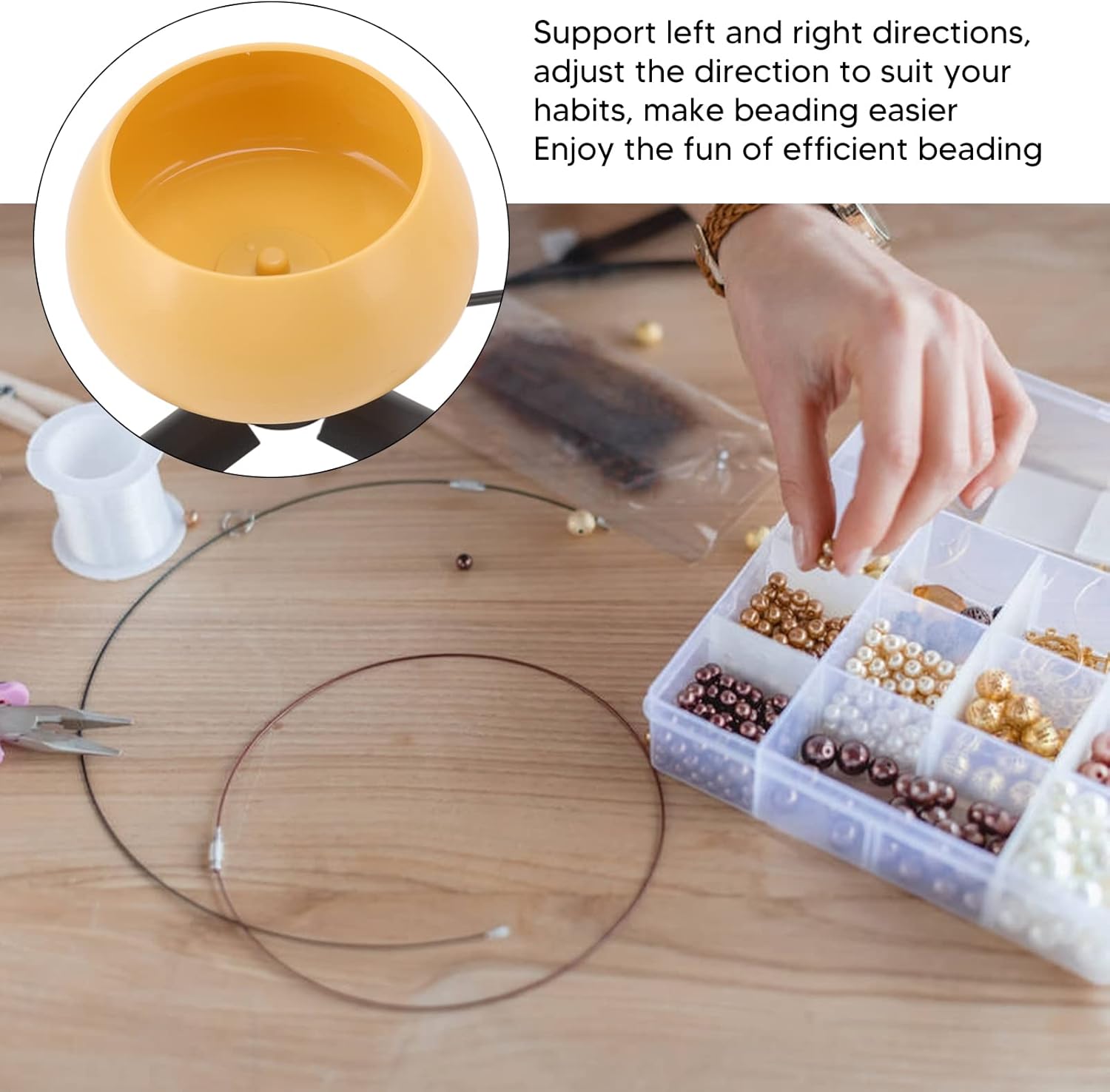 Electric Bead Spinner, Electric Beading Machine with Beading Needle, Semi Automatic Bead Spinner for Waist Bracelets Necklace