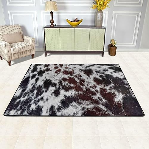 Miniatura 2 de Alfombra de baño de espuma viscoelástica con patrón de piel de vaca, suave y absorbente, alfombra de baño de terciopelo de secado rápido, alfombra