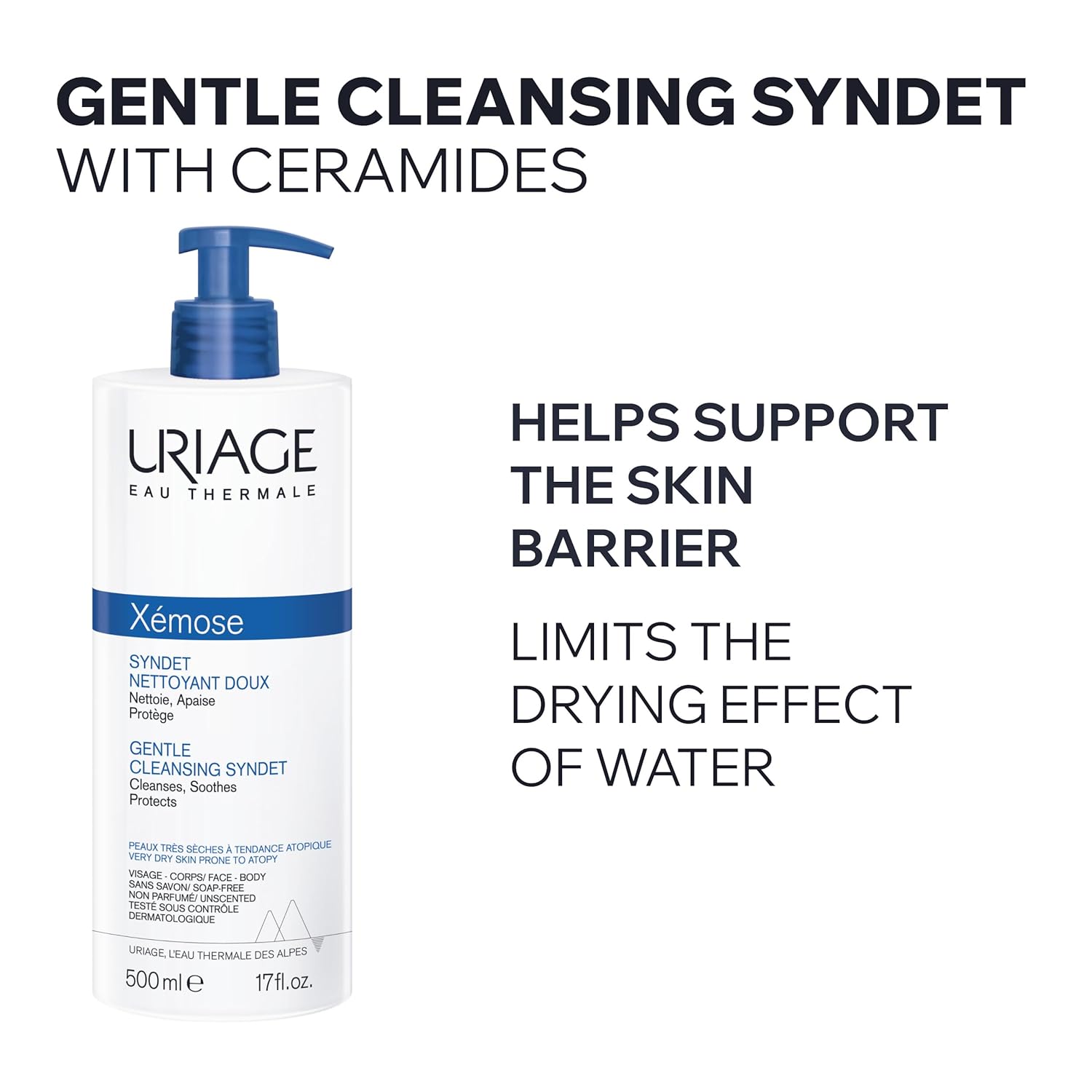 Uriage Xémose Face & Body Wash For Dry Skin, Extra-Gentle Foaming Cleanser, Long-Lasting Comfort, Helps Support The Skin’s Natural Moisture Barrier, Fragrance & Soap-Free, Physiological Ph - Image 2