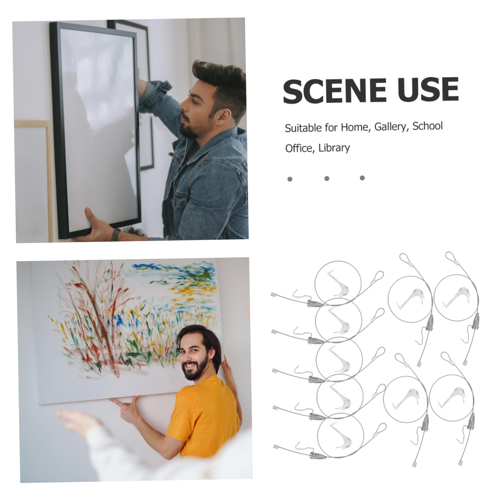 DOITOOL Kit Suspendre pour Cadres Photo Fil Métallique en Acier Inoxydable, Longueur Réglable, 10 Sets pour Galeries Publiques et Usage Domestique