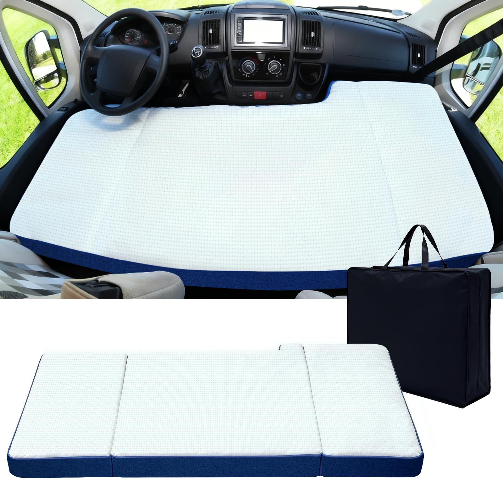 Matelas de véhicule Pliable épais et Respirant Compatible avec Fiat Ducato Citroën Jumper Peugeot Boxer Type 250 Camper(2002 – 2026) Matelas Pliant Portable Accessoires de Camping-Car
