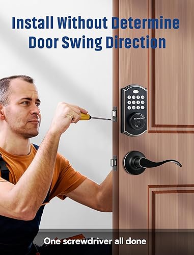 Miniatura 5 de ELAMOR M19 - Cerradura de puerta de entrada sin llave con 2 manijas de palanca, bloqueo automático, 50 códigos de usuario, cerradura de puerta