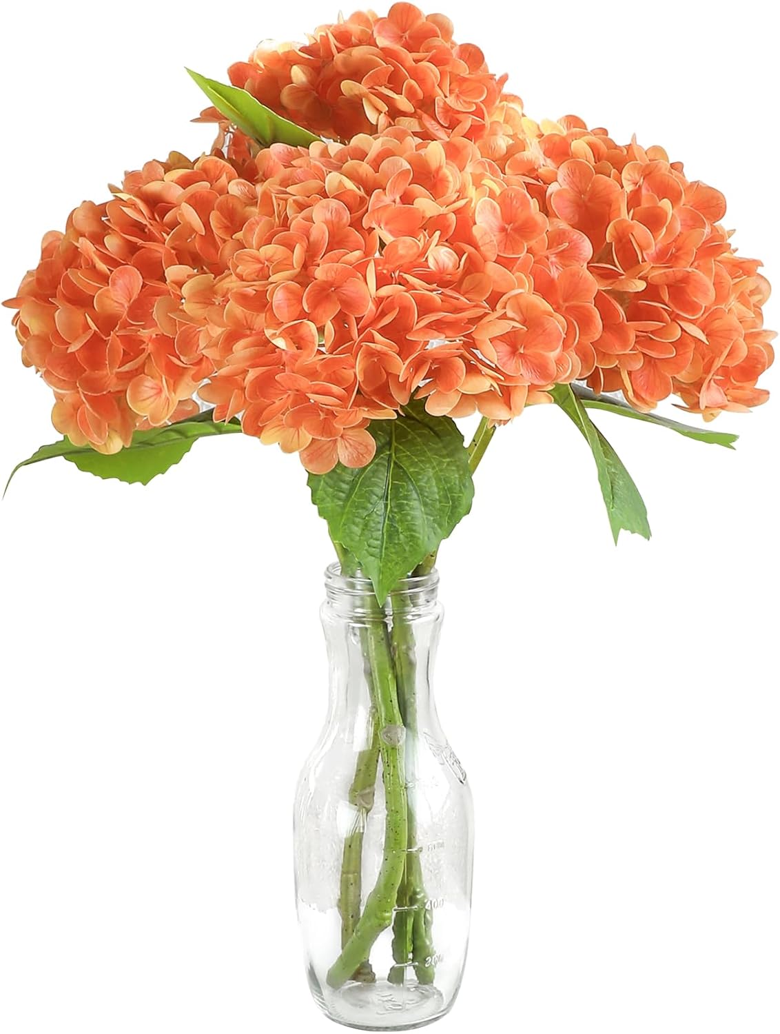 Floroom 4 Pcs Real Touch Burnt Orange Hydrangea Artificial Flowers, 20" Full Faux Hydrangea Flowers Fake Flowers for Home Decor Party Floral Arrangements Wedding Bouquets Centerpieces Decorations
