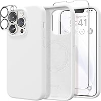 Vista 221 de GONEZ Funda de silicona para iPhone 14 Pro Max, compatible con MagSafe, con protector de pantalla + protector de lente de cámara, silicona líquida a