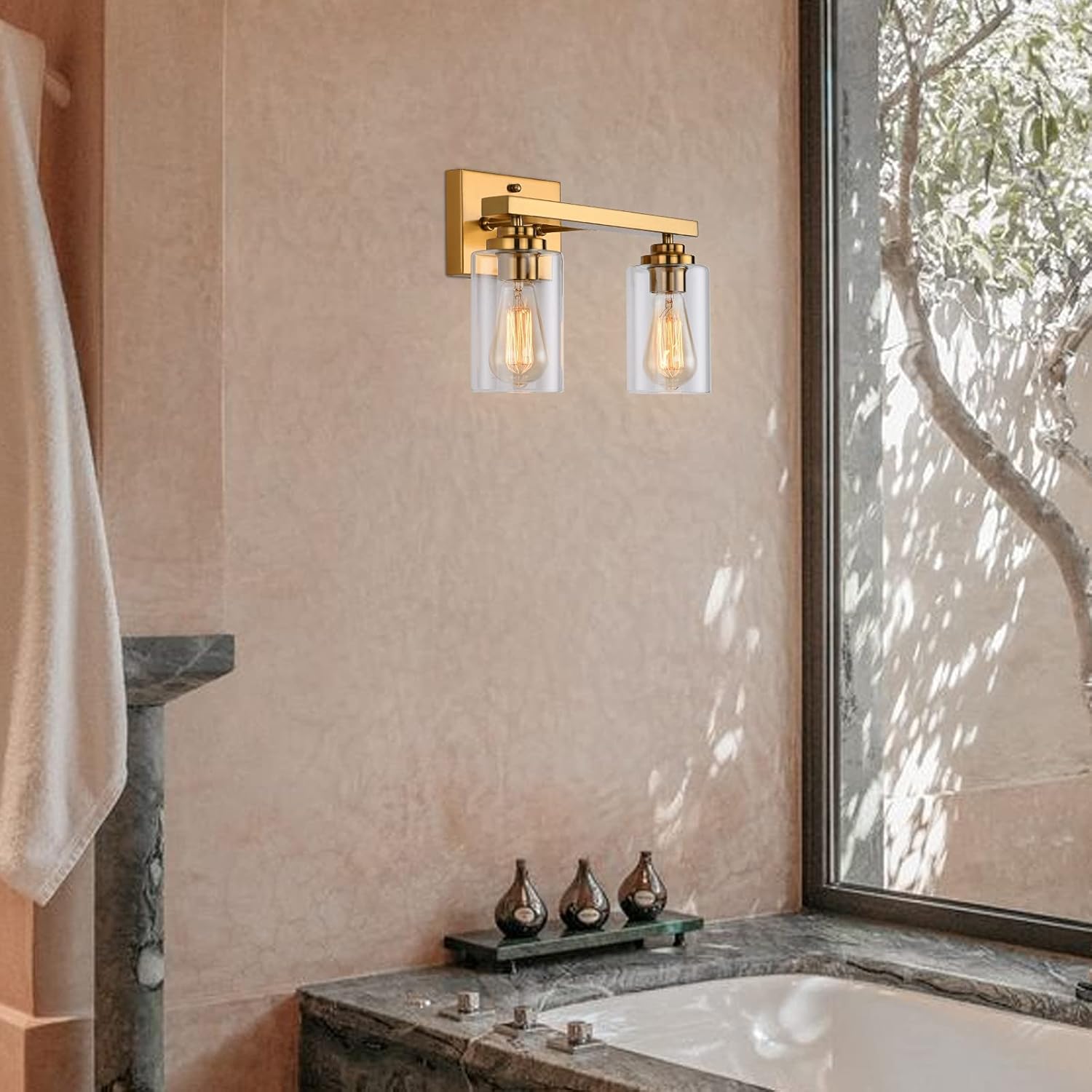 80% оƒƒ Dіѕсоunt Bathroom Vanity Light, Wall Sconces 2 Lights, Vintage Vanity Lighting Fixture, Over Mirror Light with Clear Glass Shades for Hallway, Kitchen, Living Room, Bedroom, Brass Frее Shірріng Ovеr $50 Bathroom Vanity Light, Wall Sconces 2 Lights, Vintage Vanity Lighting Fixture, Over Mirror Light with Clear Glass Shades for Hallway, Kitchen, Living Room, Bedroom, Brass