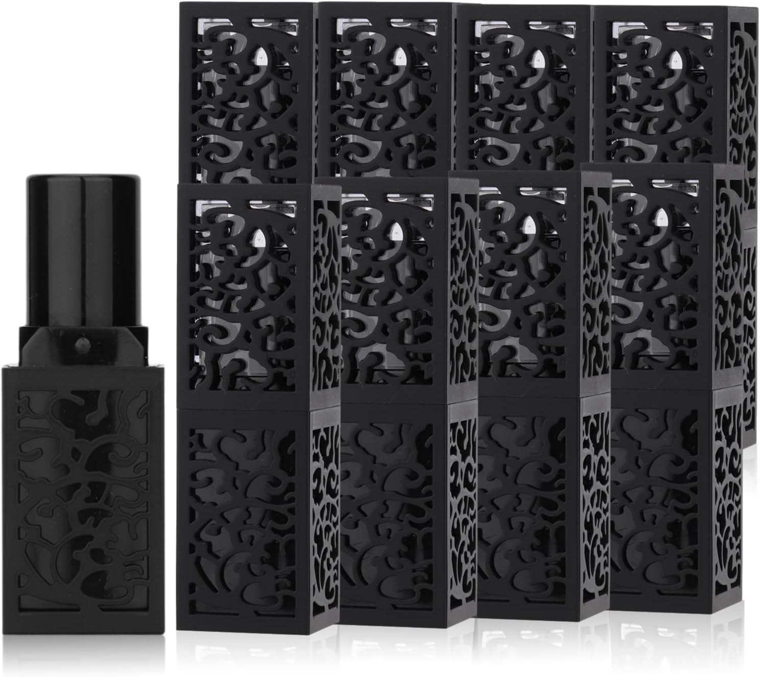 Dioche 10Pcs Empty Lipstick Tube, 12.1mm Lipstick Tube Empty DIY Cosmetic Lip Balm Container Bottle Lipstick Container Lipstick Bottle Black Hollow Lipstick Tube Handmade Lipstick Shell(01)