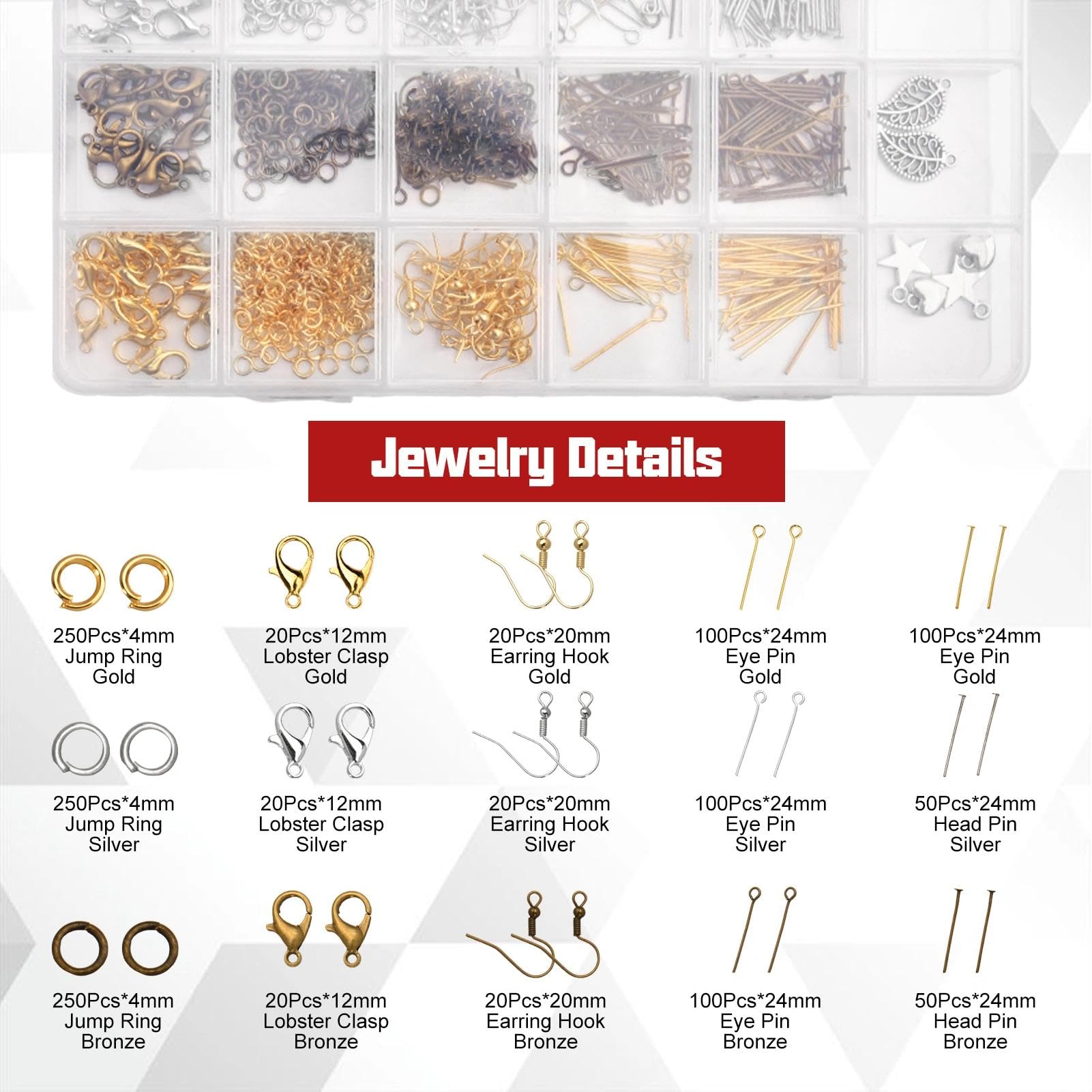 LEONTOOL Schmuckherstellungszubehör-Set mit 4-facher Vergrößerung, helfende Hände, 1090-teiliges Schmuck- und Perlenwerkzeug-Set, professionelles Drahtwickelzubehör für Schmuckreparatur und