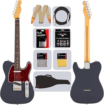 Fender American Professional Classic Telecaster - Faded Black Bundle with Gig Bag, Strap, Cable, and Guitar Cleaning Kit