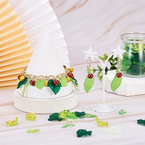 Miniatura 2 de Craftdady Dijes de cuentas de hojas de arce transparentes, colgantes colgantes de adorno para colgar, bonitos dijes para collares, pulseras, Hoja