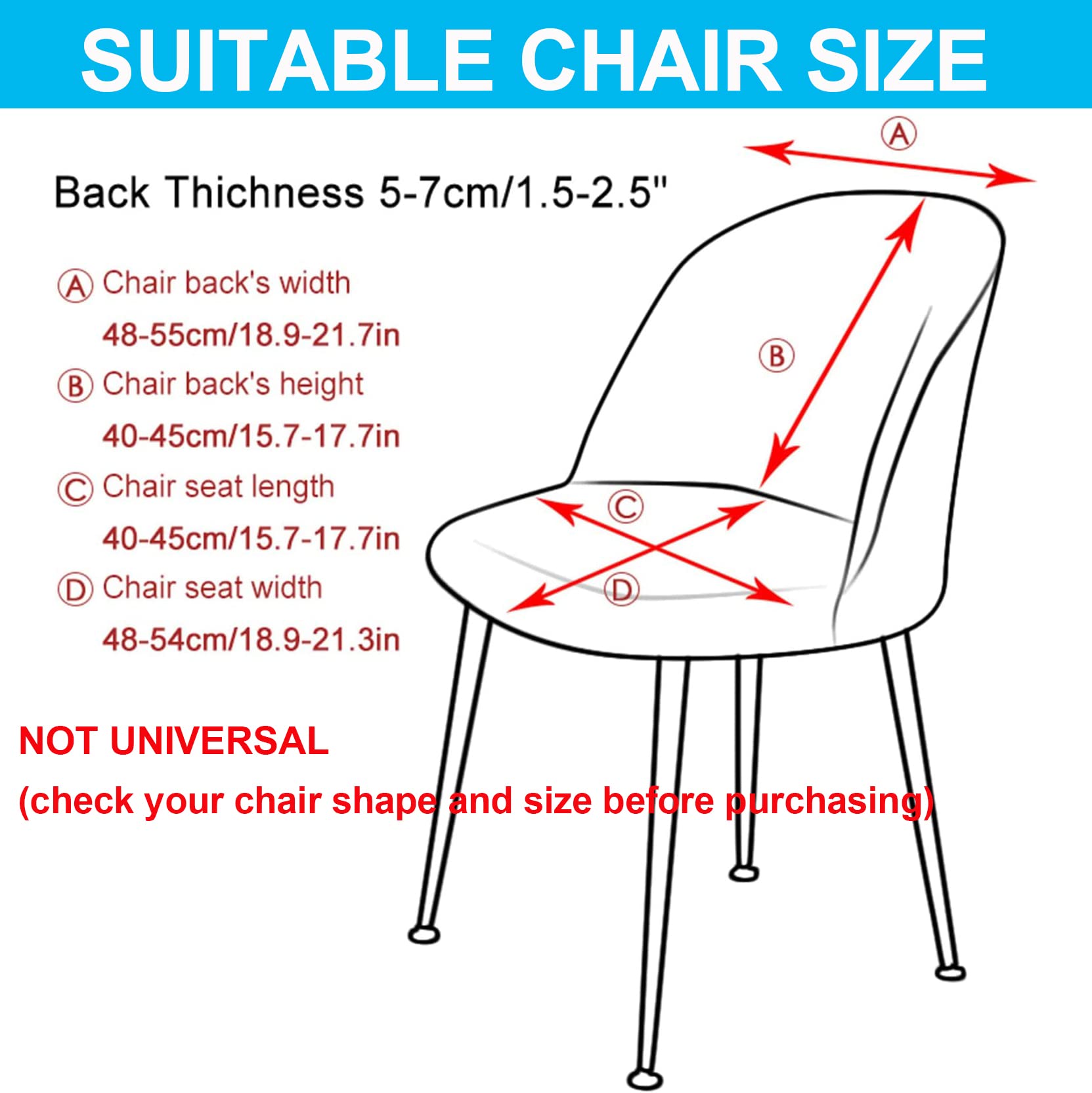Estilo Nórdico Funda para Silla Comedor con Curva Respaldo Elástica Funda de Silla Cocina Oficina sin Reposabrazos Semicírculo Cubierta Silla Sala Restaurante Hotel Hogar,O,6PCS