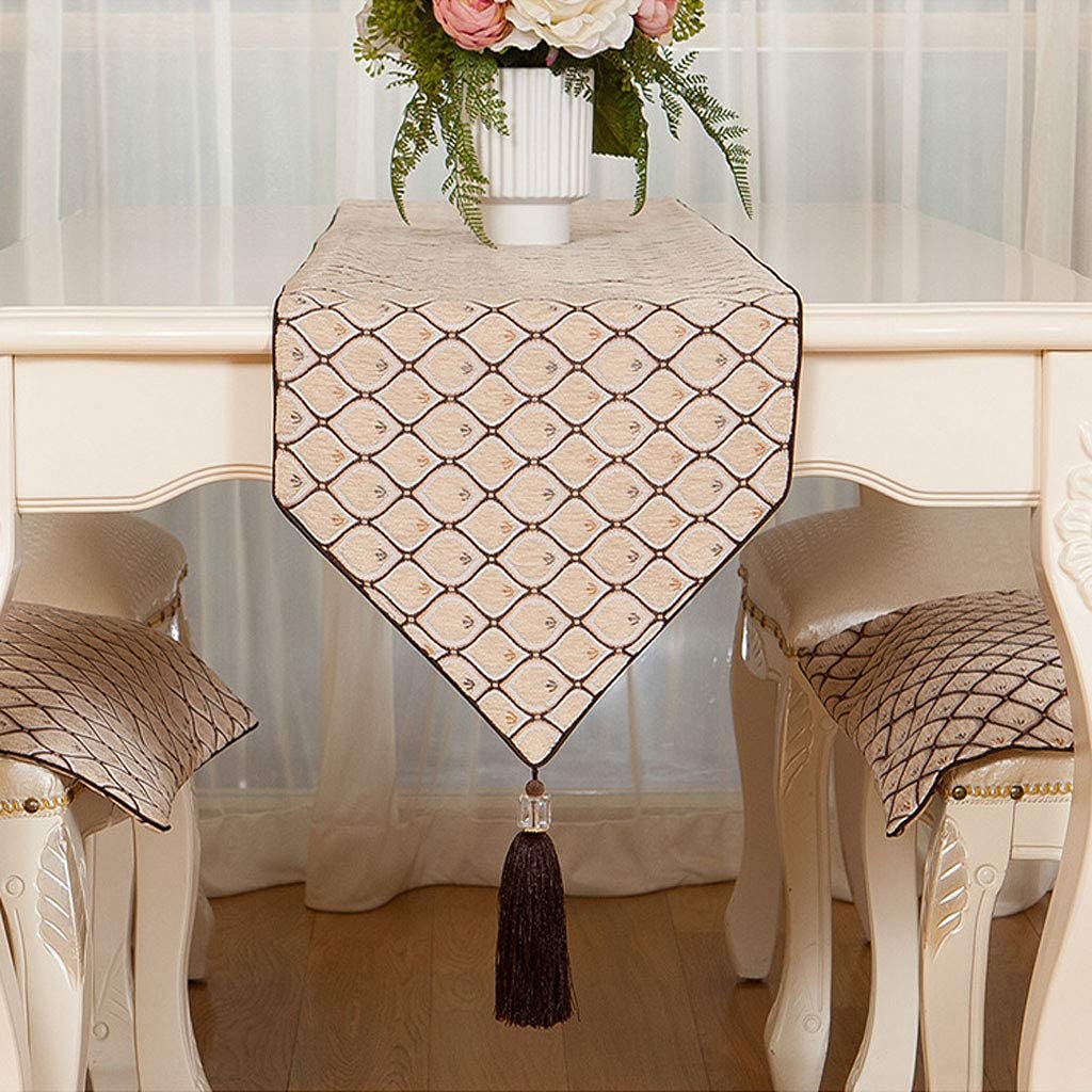 Luxury Fabric Table Runners, Secret Sea Collection Twill Runners Decoration Indoor Outdoor Use (Size :33 * 180cm)