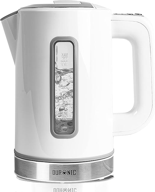 Duronic Electric Kettle EK30 WE | White 1.5L Fast Boil Kettle | Eco 3000W Variable Temperature Control | Keep Warm Function | Energy Efficient | Insulated Cool Touch | Cordless 360 Base | Multi-Use