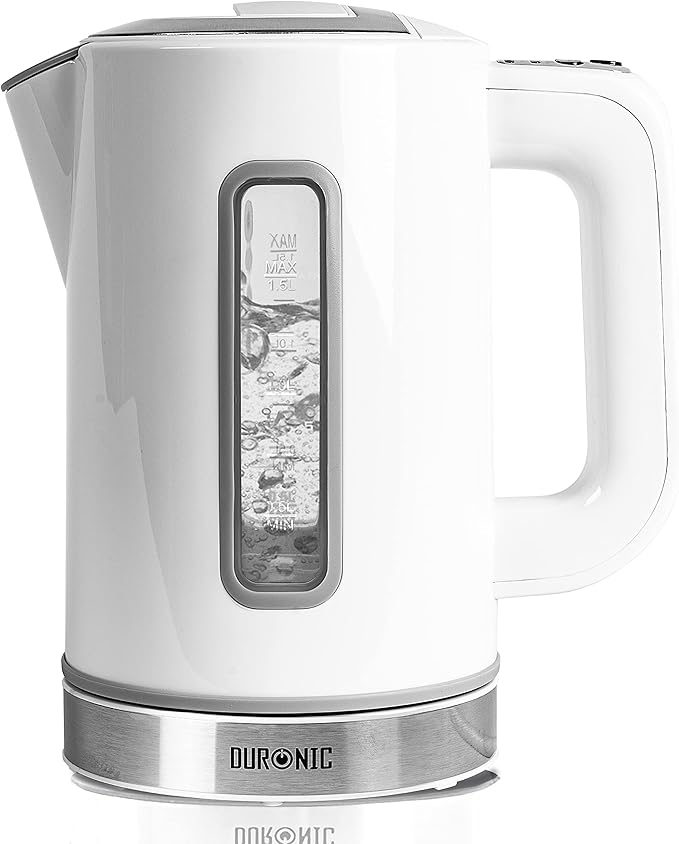 Duronic Electric Kettle EK30 WE White 1.5L Fast Boil Kettle Eco