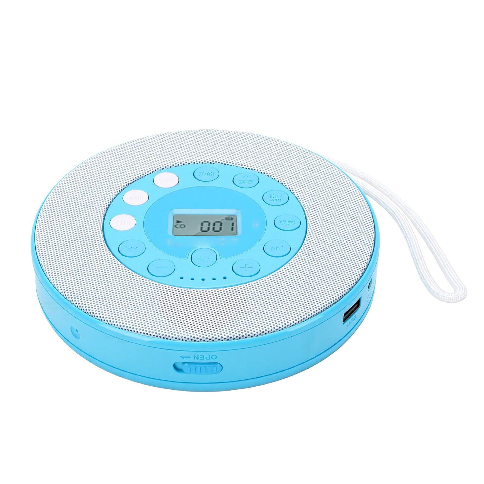 ASHATA Lettore CD Portatile con Altoparlante per Auto Casa Viaggio (BLUE)