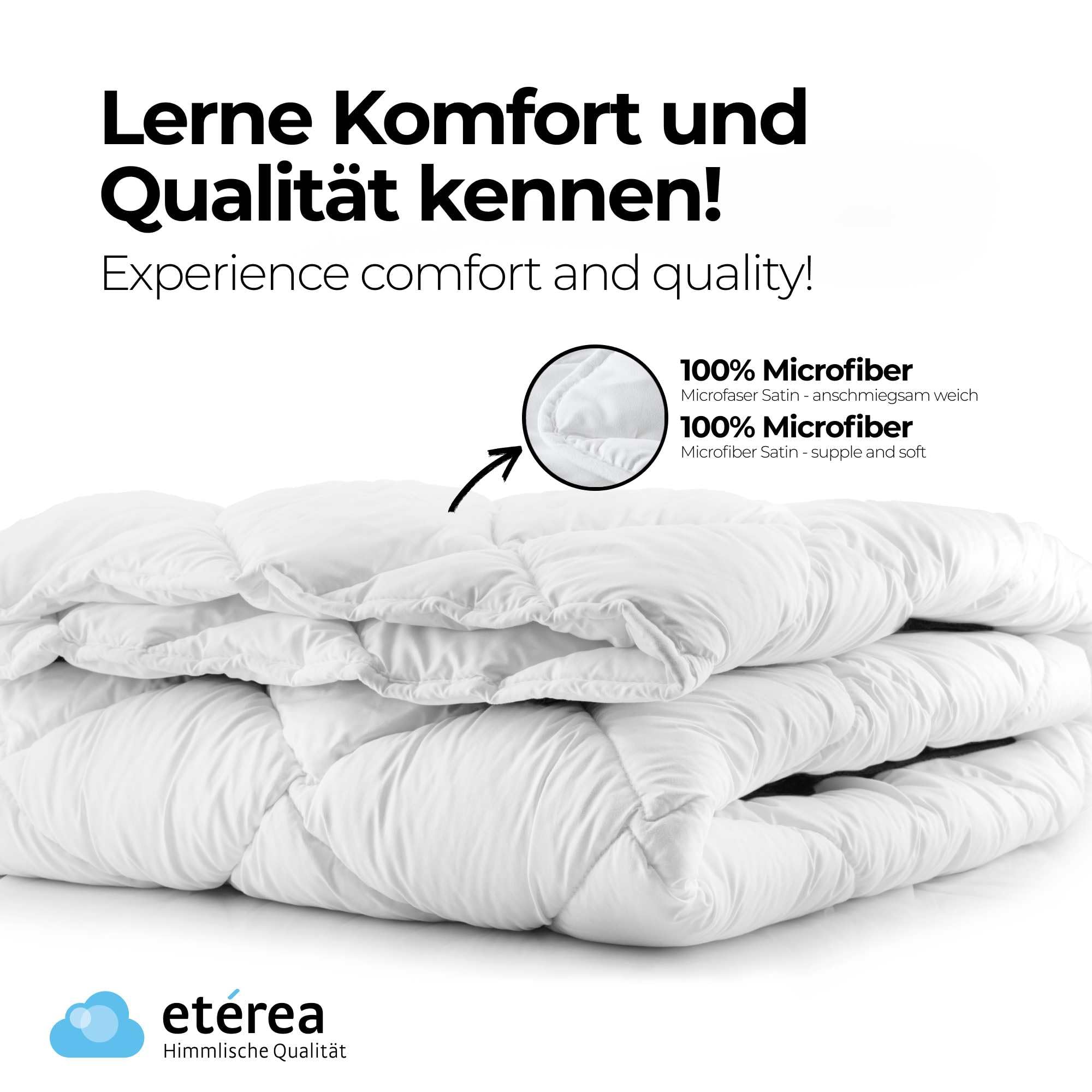 eterea Winterdecke 240x220 extra warm - Frieda Steppdecke nach Oekotex 100 - Ganzjahresdecke 240x220 - Extra Weiches Oberbett - Blanket Duvet Decke - Winter Bettdecke 240x220cm Weiß