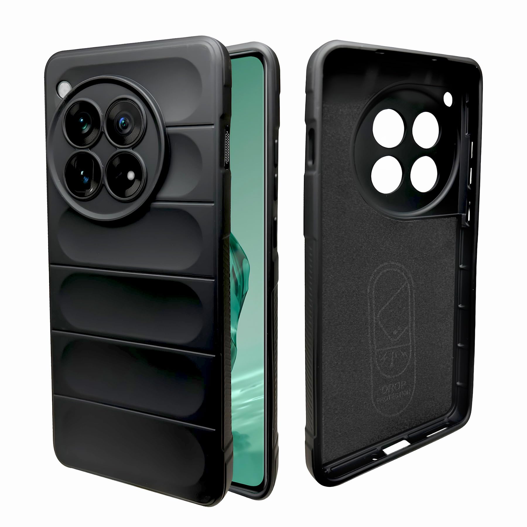A rtistque Back Cover Case for OnePlus 12 5G | with Inner Fabric | Stylish AirBag Case | Liquid Stripe Silicone | Camera Protection | Anti Slip Grip | OnePlus 12 Back Cover - Black (B0CSSPF8MF) Amazon Price History, Amazon Price Tracker